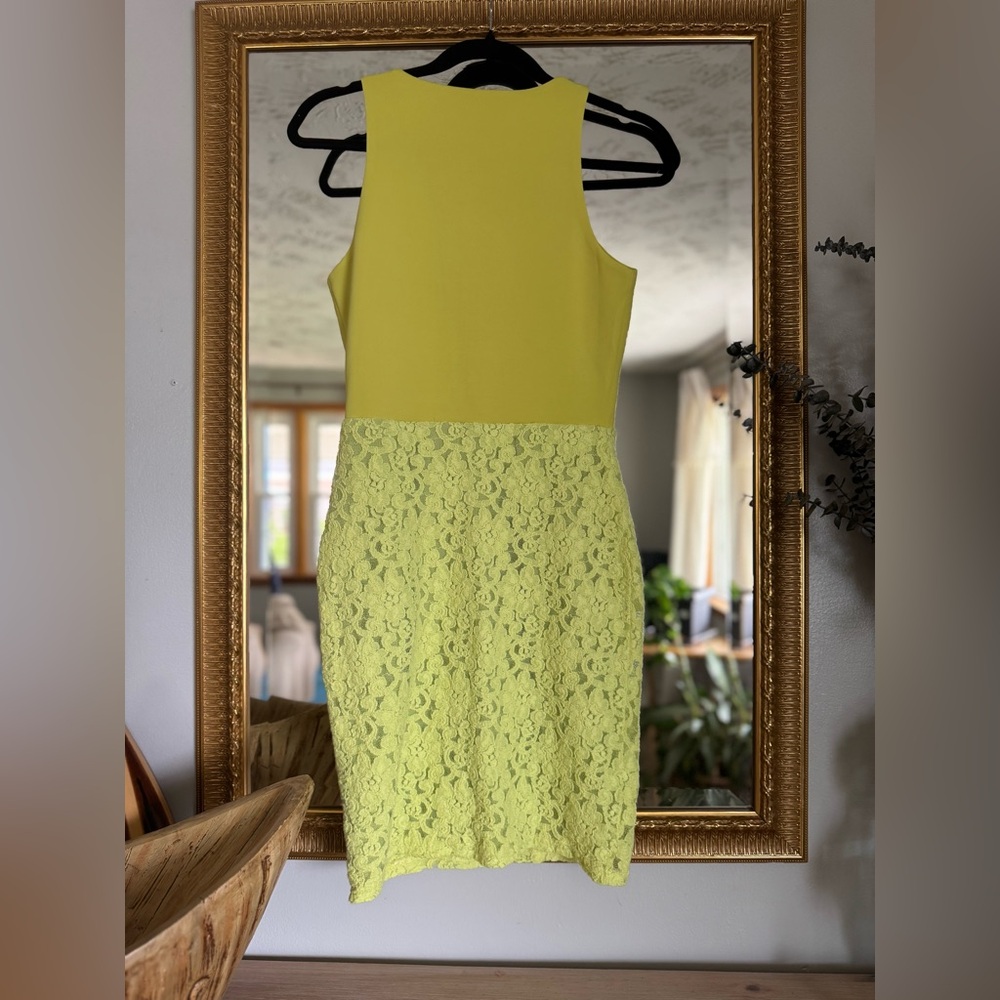 NWT MM Couture Yellow Lace Mini Dress | Palm Beach Resort Chic | Elegant Summer - Picture 8 of 10